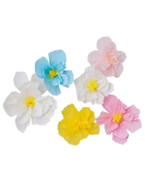 Blomster / Dekorasjoner (6stk): Blomster pastel 15-30cm - Fargerik