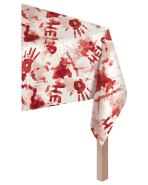 Duk: "Help" - Blodige hender - Hvit & Rød - 137 x 259cm