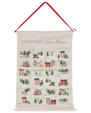 Adventkalender: "Christmas countdown" - Hvit & Grønn - 54 x 35cm