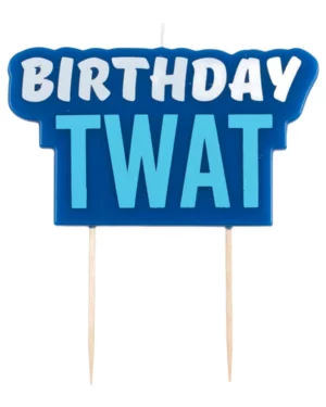 Kakelys: "Birthday Twat" - Blå - 10 x 6cm