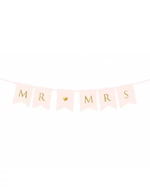 Banner: "MR & MRS" - 2,5M (15 x 85cm) - Hvit & Gull