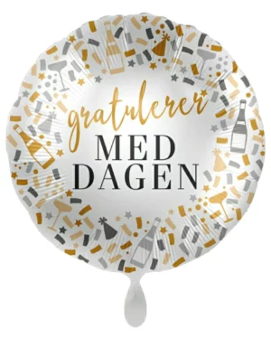 Folieballong: ''Gratulerer med dagen'' med champagne - 43cm