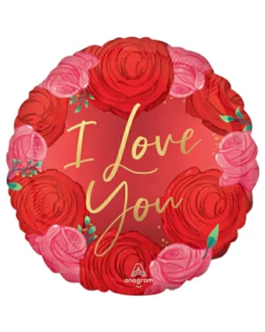 Folieballong: ''l love you''- Roser- 43cm