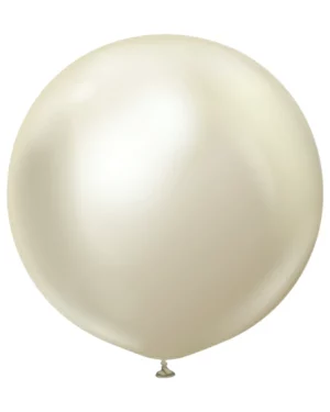 Lateksballonger (2stk): Hvit Gull Krom - 90cm