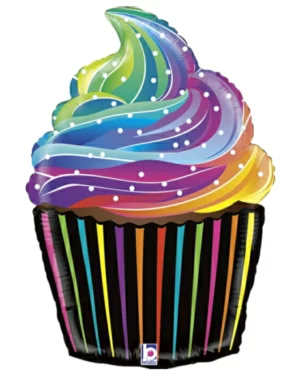 Folieballonger: Regnbue Cupcake - Fargerik - 69cm