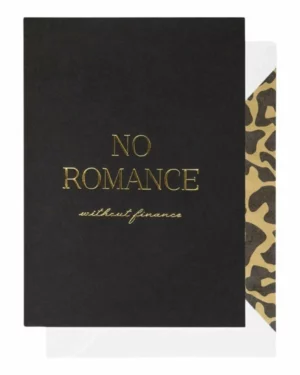 Kort: "NO ROMANCE without Finance" - A6 - Svart, Gull