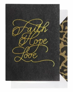 Kort: "Faith Hope Love" - A6 - Hvit, Gull