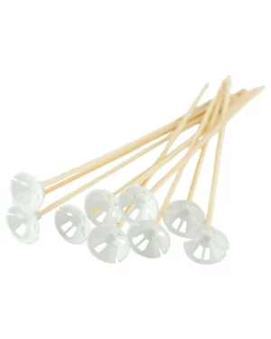Ballongpinner / Cups & Sticks (100stk): Biosticks bamboo - Hvit