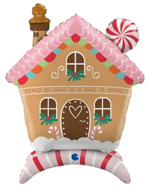 Folieballonger: Pepperkakehus - Lys brun, Brun, Rosa, Hvit, Rød, Grønn - 76cm