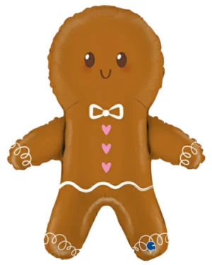 Folieballonger: Pepperkakemann - Brun, Hvit, Rosa - 74cm